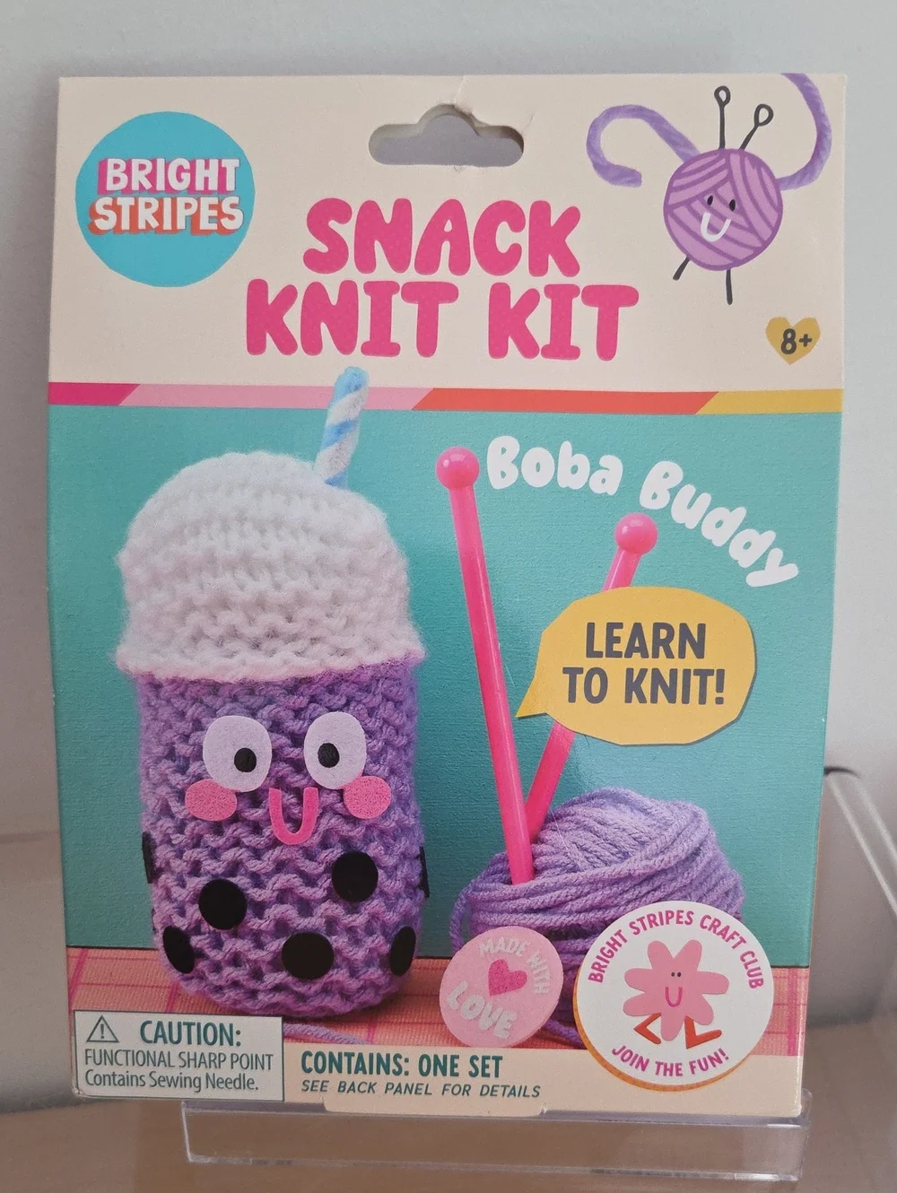 Purple Snack Knit Kit - Boba Buddy, Learn To Knit, NIB